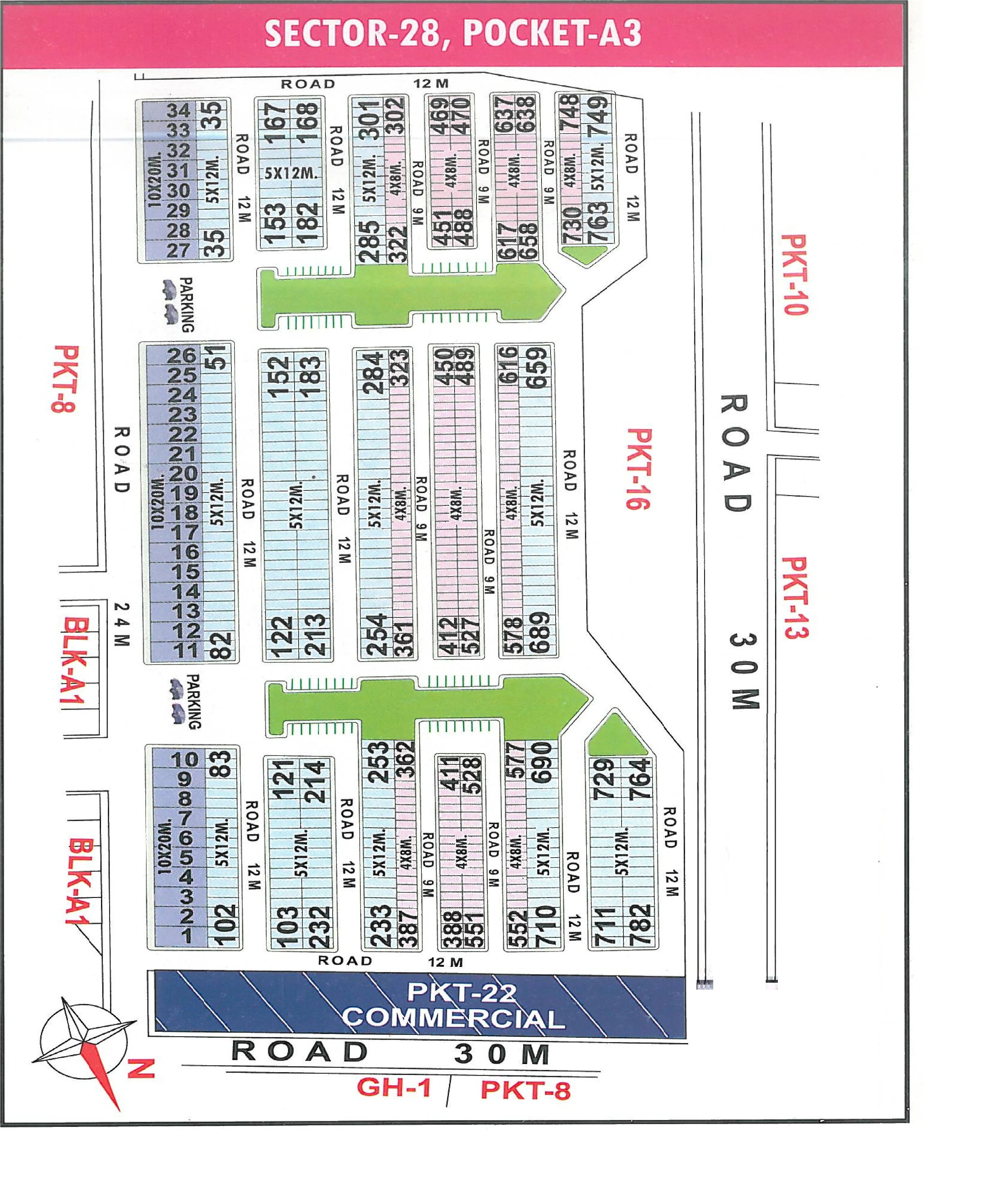 Map of Pocket A3, Sector 28, Rohini