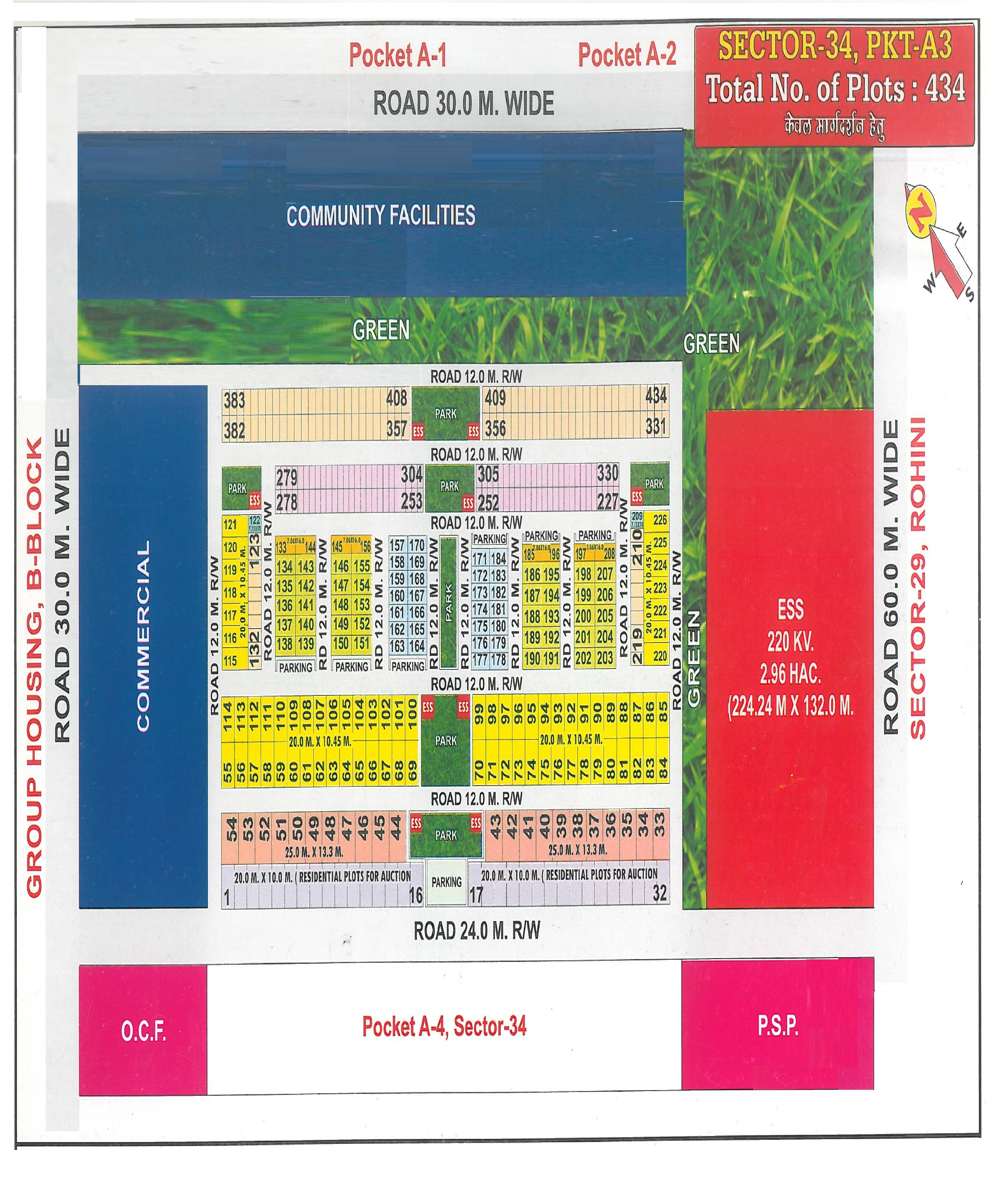 Map of Pocket A3, Sector 34, Rohini