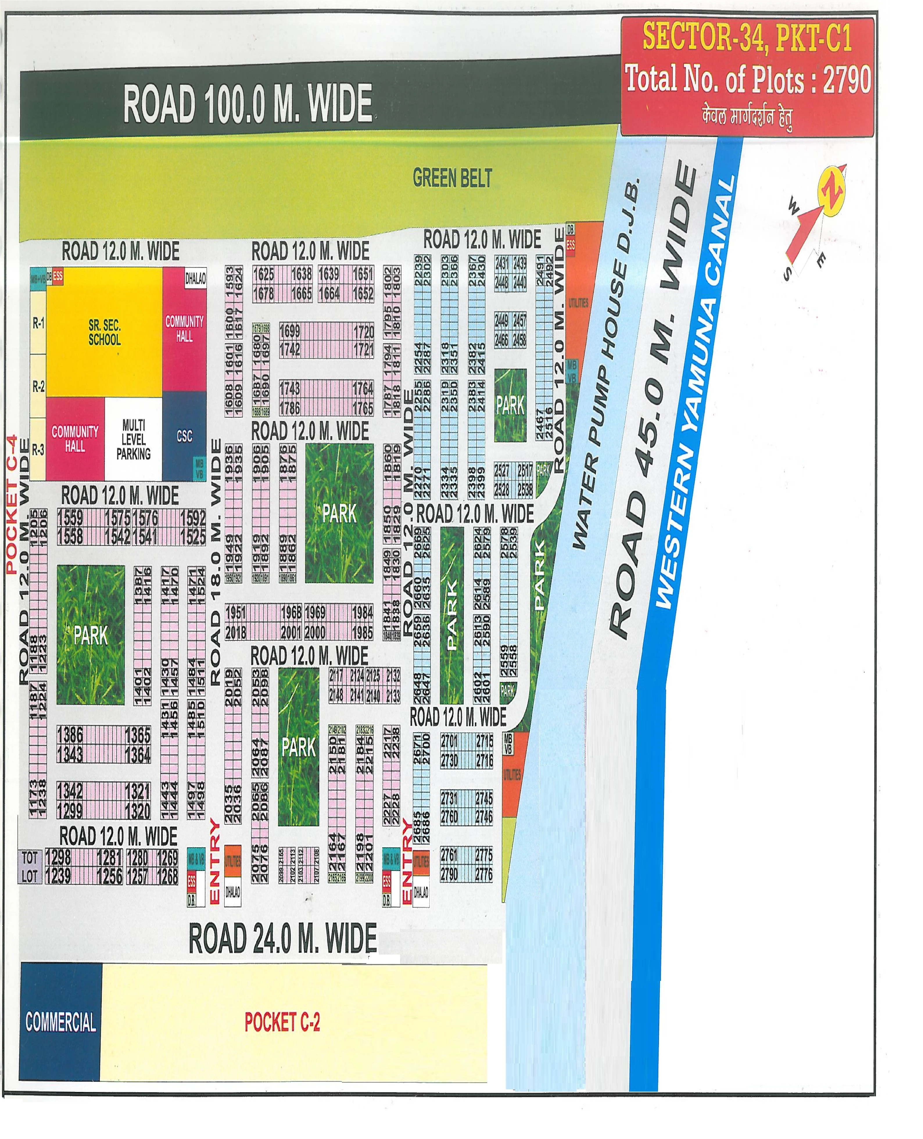 Map of Pocket C1, Sector 34, Rohini