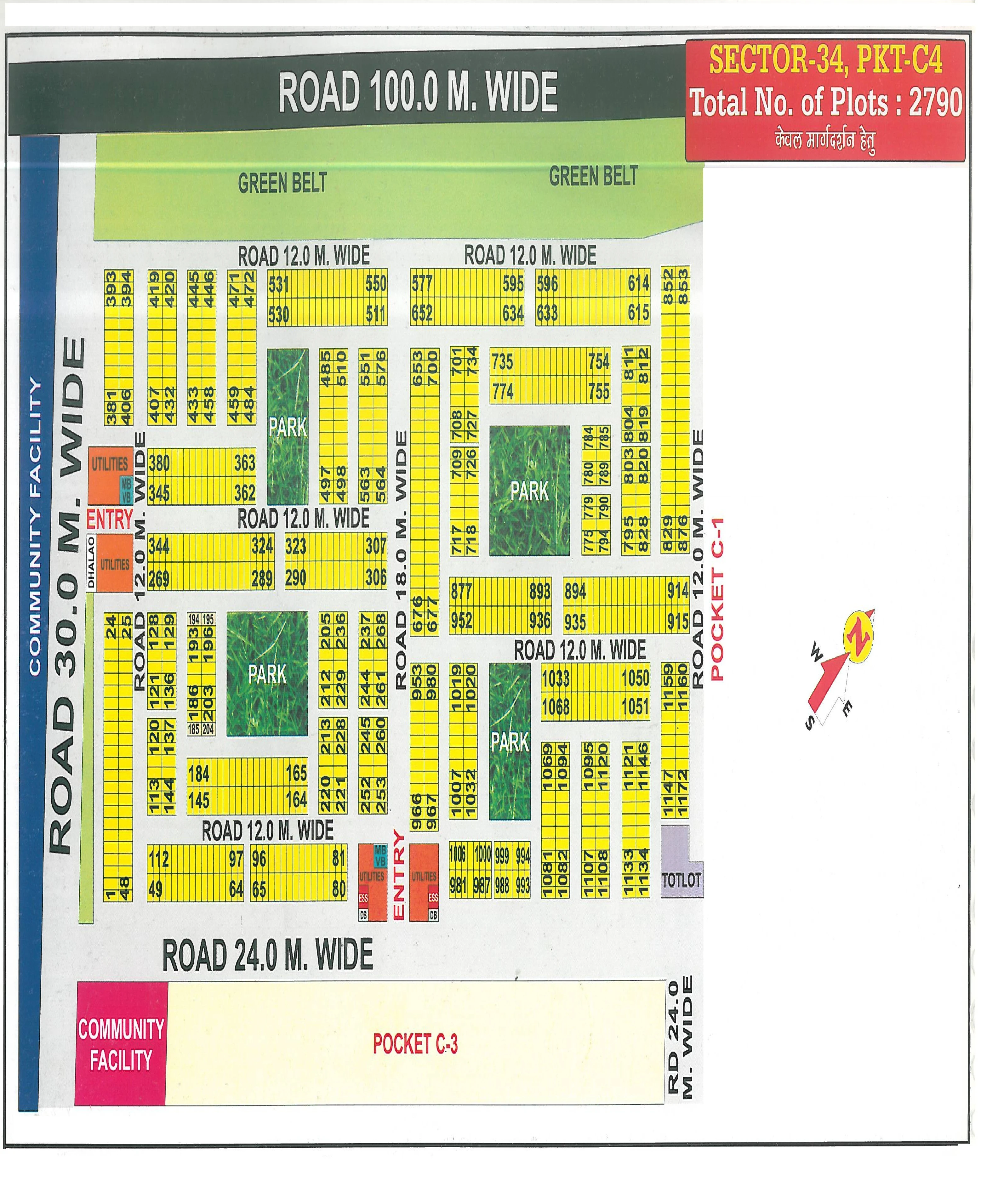 Map of Pocket C4, Sector 34, Rohini