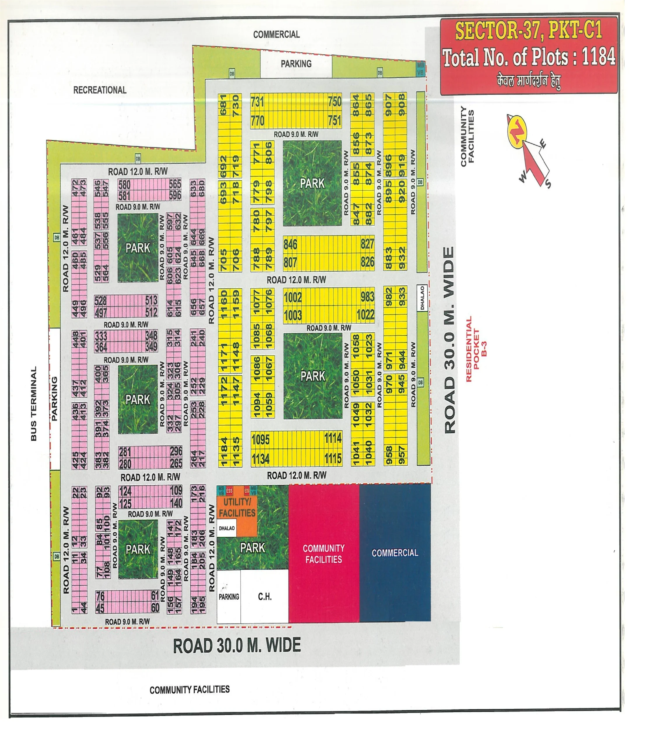 Map of Pocket C1, Sector 37, Rohini